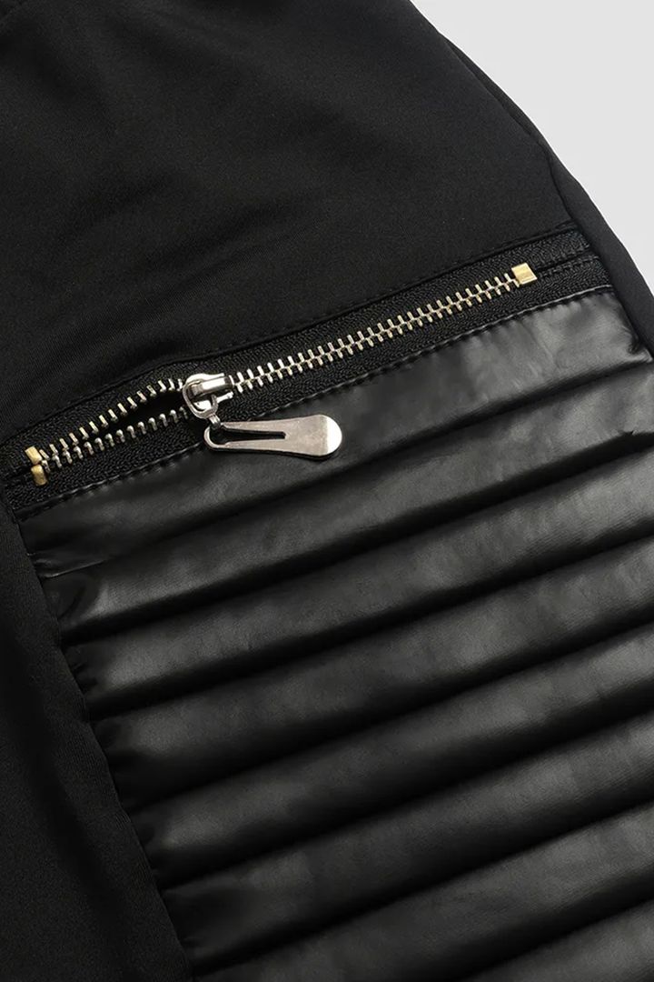 FAUX LEATHER PANTS WITH CONTRASTING TRIM AND ZIPPER(Buy 2 Free Shipping)