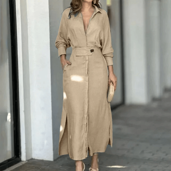 π49% OFFπ2024 Cotton And Linen Solid Color Maxi Dress