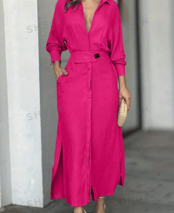 π49% OFFπ2024 Cotton And Linen Solid Color Maxi Dress