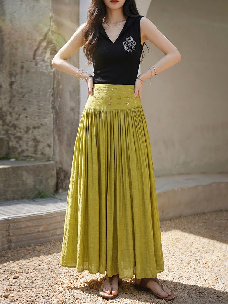👗Women's High-Waisted Linen A-Line Beach SkirtðŸ‘