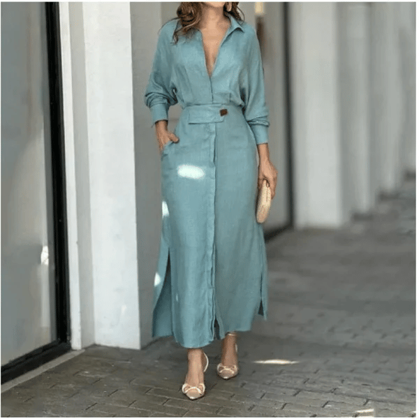 π49% OFFπ2024 Cotton And Linen Solid Color Maxi Dress
