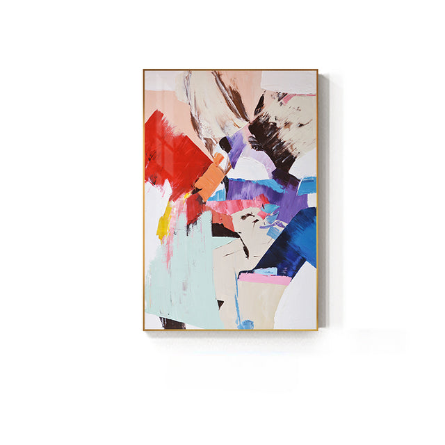 Abstract Warm Red Blue Color Canvas Wall Art