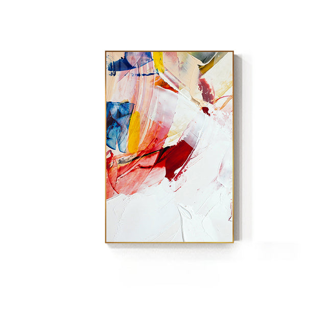 Abstract Warm Red Blue Color Canvas Wall Art