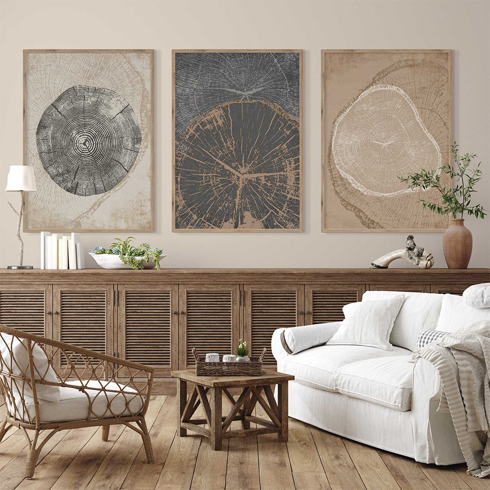 Beige Tree Ring Wall Art