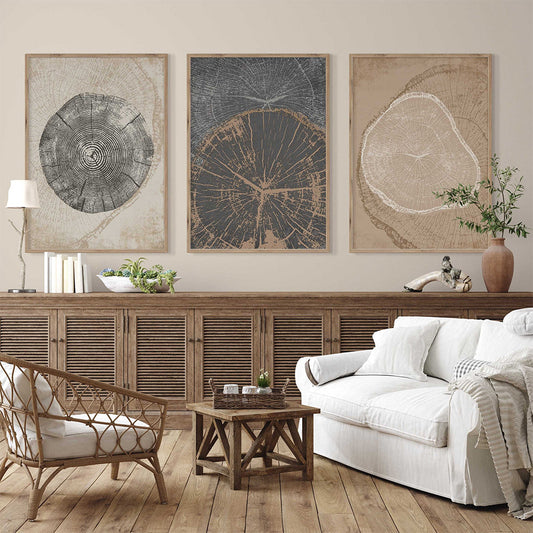 Beige Tree Ring Wall Art