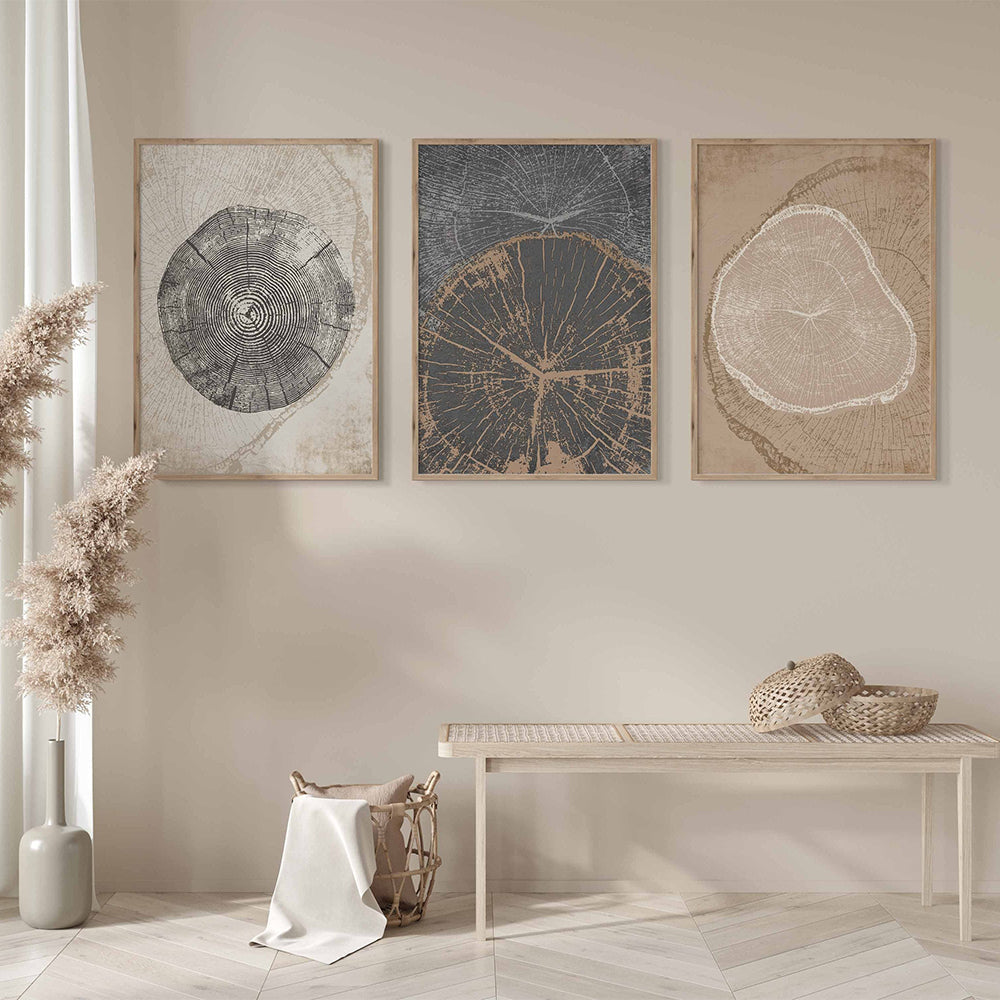 Beige Tree Ring Wall Art