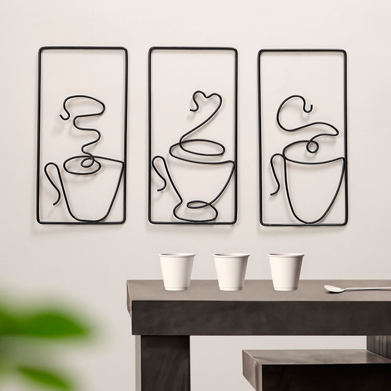 Coffee Cup Lines Metal Wall Art