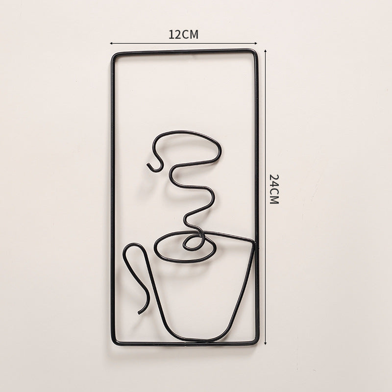 Coffee Cup Lines Metal Wall Art