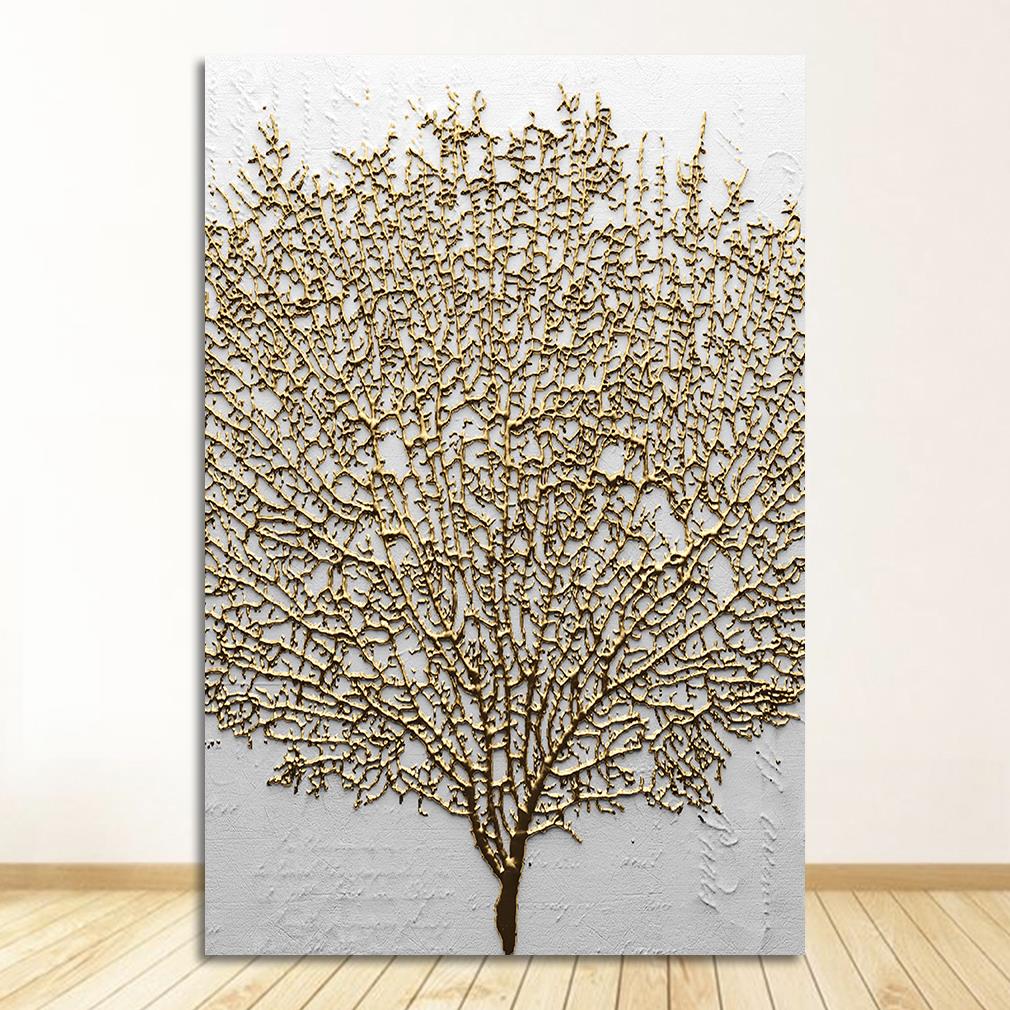 Golden Abstract Cotton Canvas Wall Art
