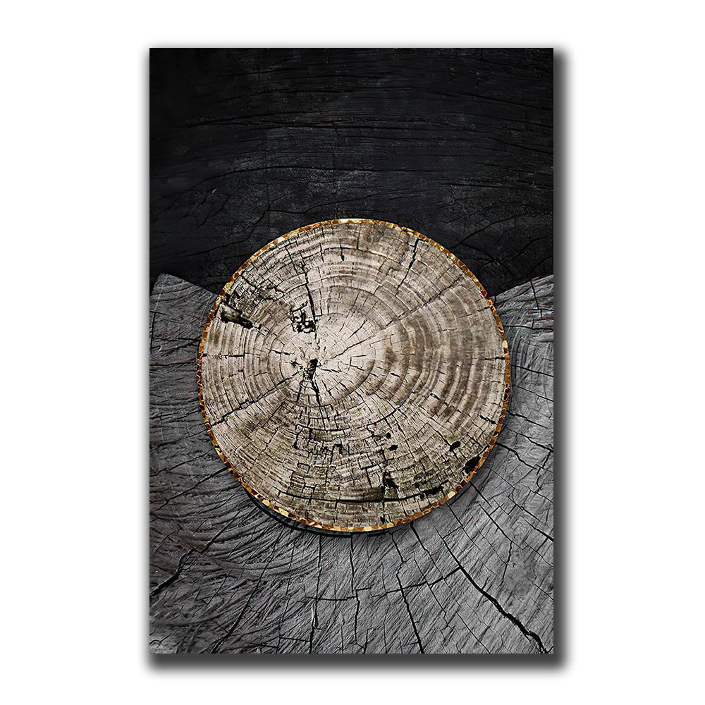 Golden Black Wood Texture Canvas Wall Art