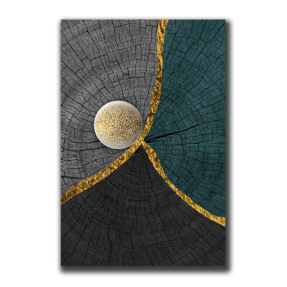 Golden Black Wood Texture Canvas Wall Art