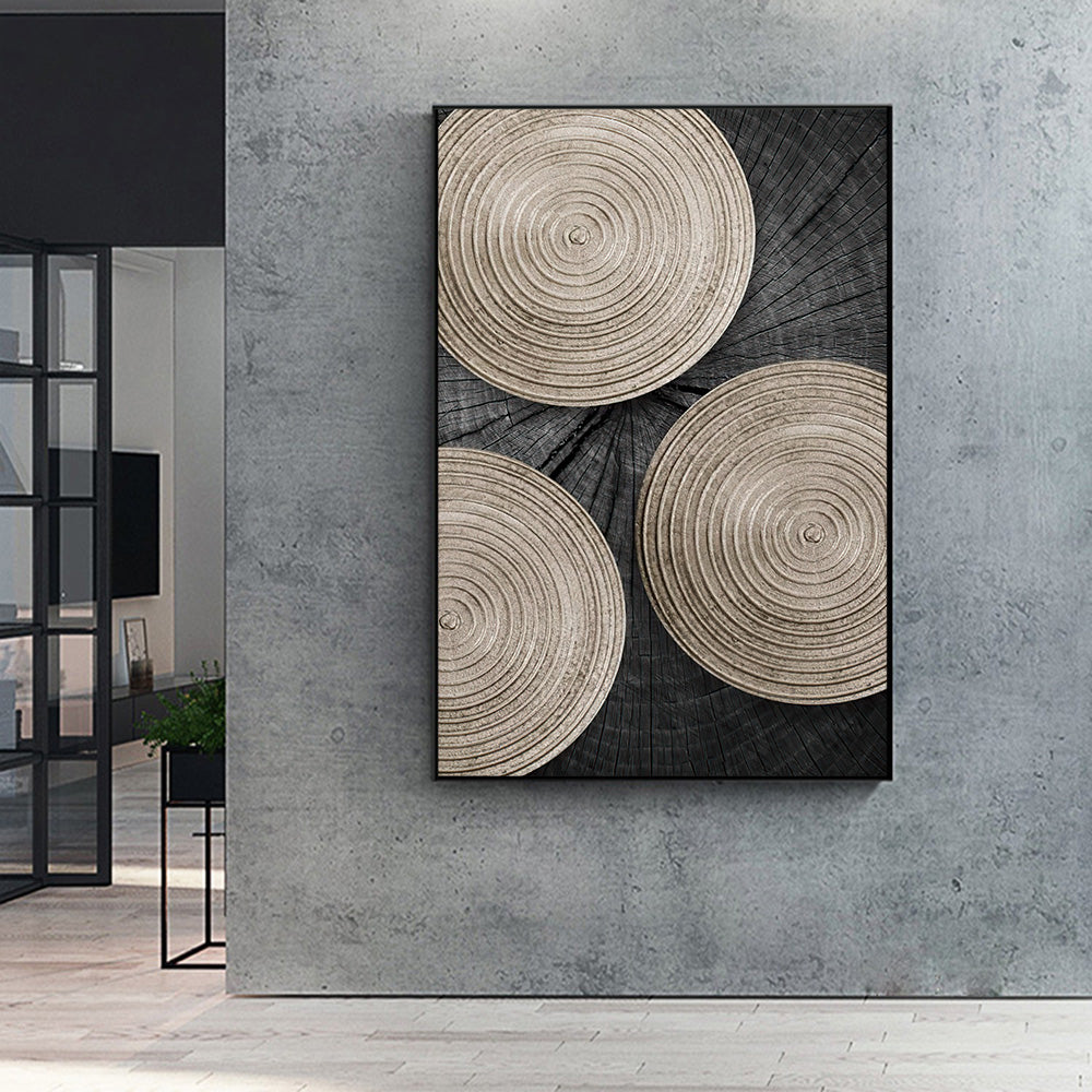 Golden Black Wood Texture Canvas Wall Art