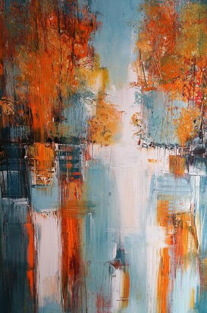 Landscape Abstract Lake Canvas Wall Art