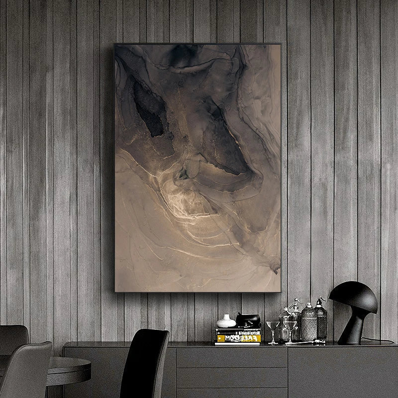 Modern Grey Gold Marble Canvas Wall Art