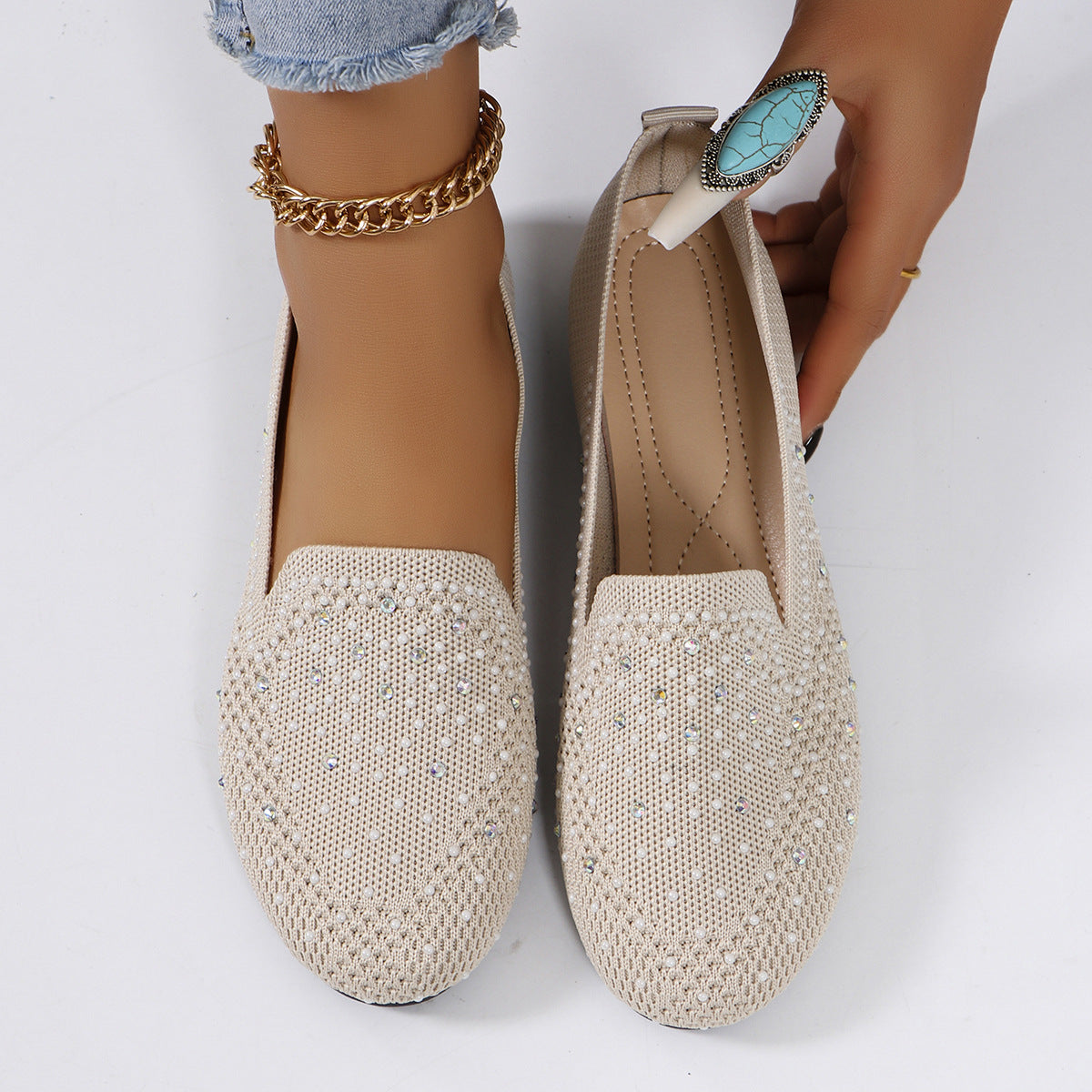 Women's Rhinestone Slip-On Loafers