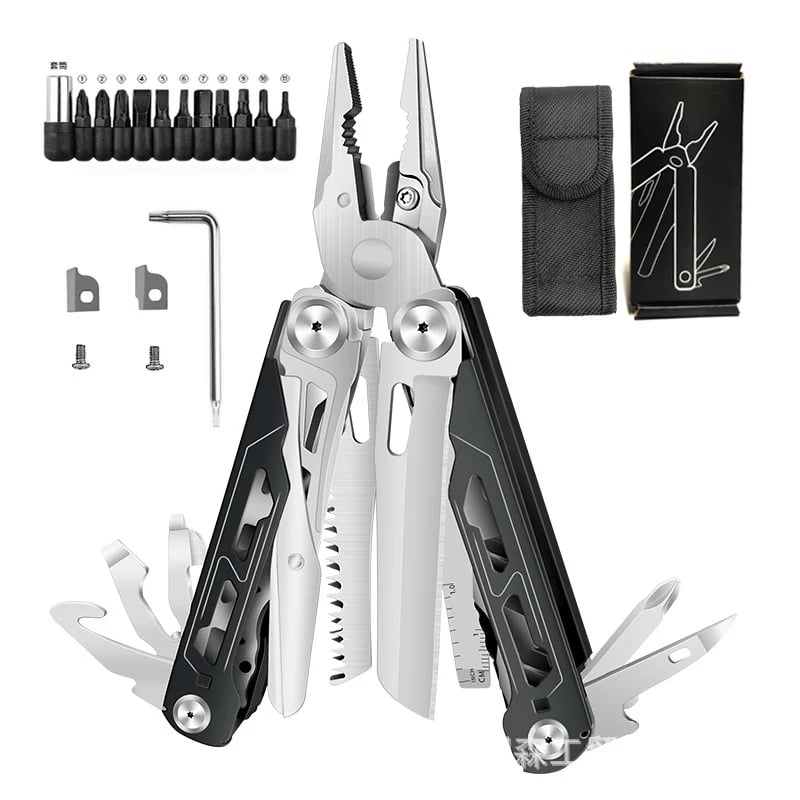 π16-in-1 Multitool with Large Scissors | Compact Outdoor Tool for Camping & Repairs