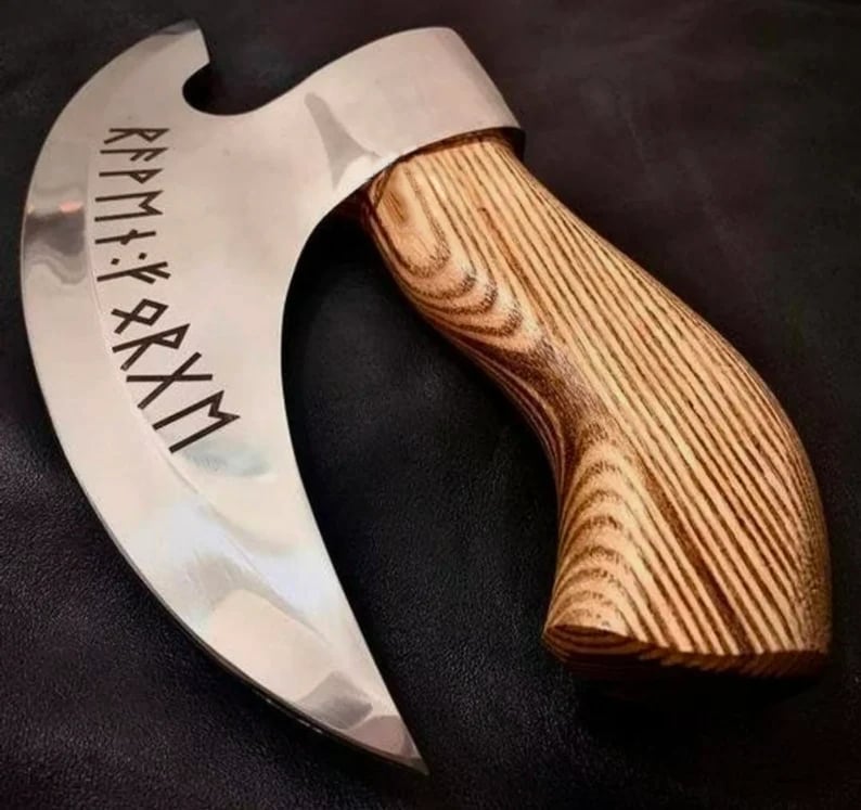 🎁🪓Gift to Him - Viking Hatchet Handmade Pizza Cutting Axe-Free leather case