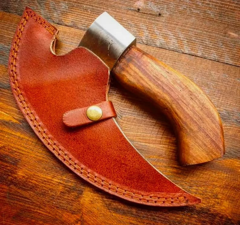 🎁🪓Gift to Him - Viking Hatchet Handmade Pizza Cutting Axe-Free leather case