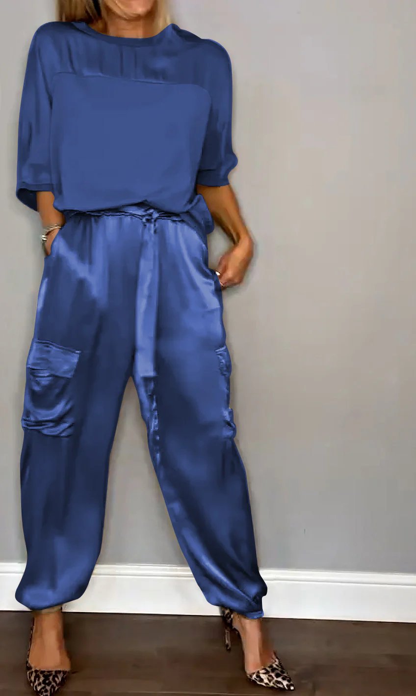 Half-Sleeve Satin Top and Pants Set💝BUY 2 SETS FREE SHIPPING