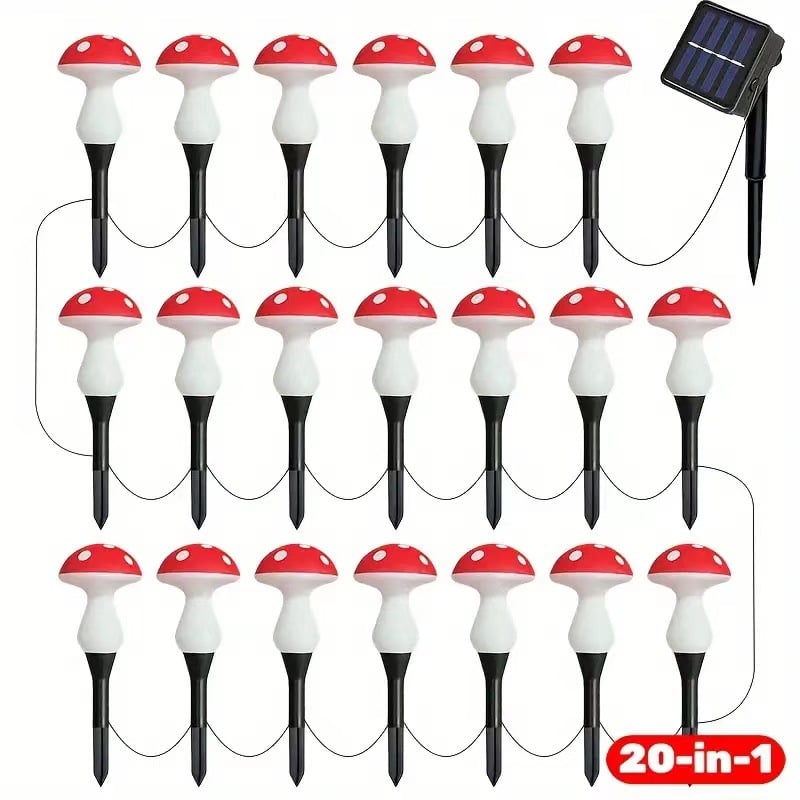 Waterproof Solar Mushroom Lights Outdoor Decor, 8 Modes for Garden Pathway Landscape Yard