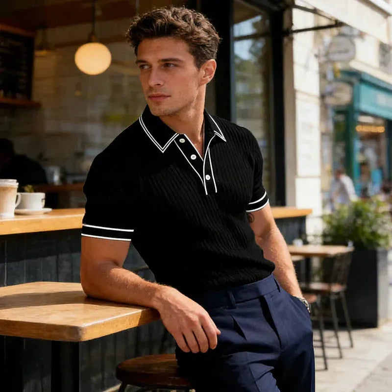 👔 LIMITED-TIME 49% OFF! ⛳ Summer Casual Short Sleeve Polo Shirt – Premium Knit, Contrast Tipping, Breathable 🌴