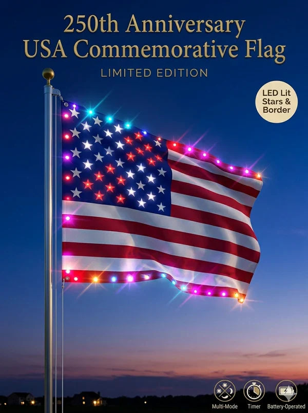 🔥 🦅 Illuminated 250th Anniversary USA Commemorative Flag  (3x5 Ft) -Bestseller