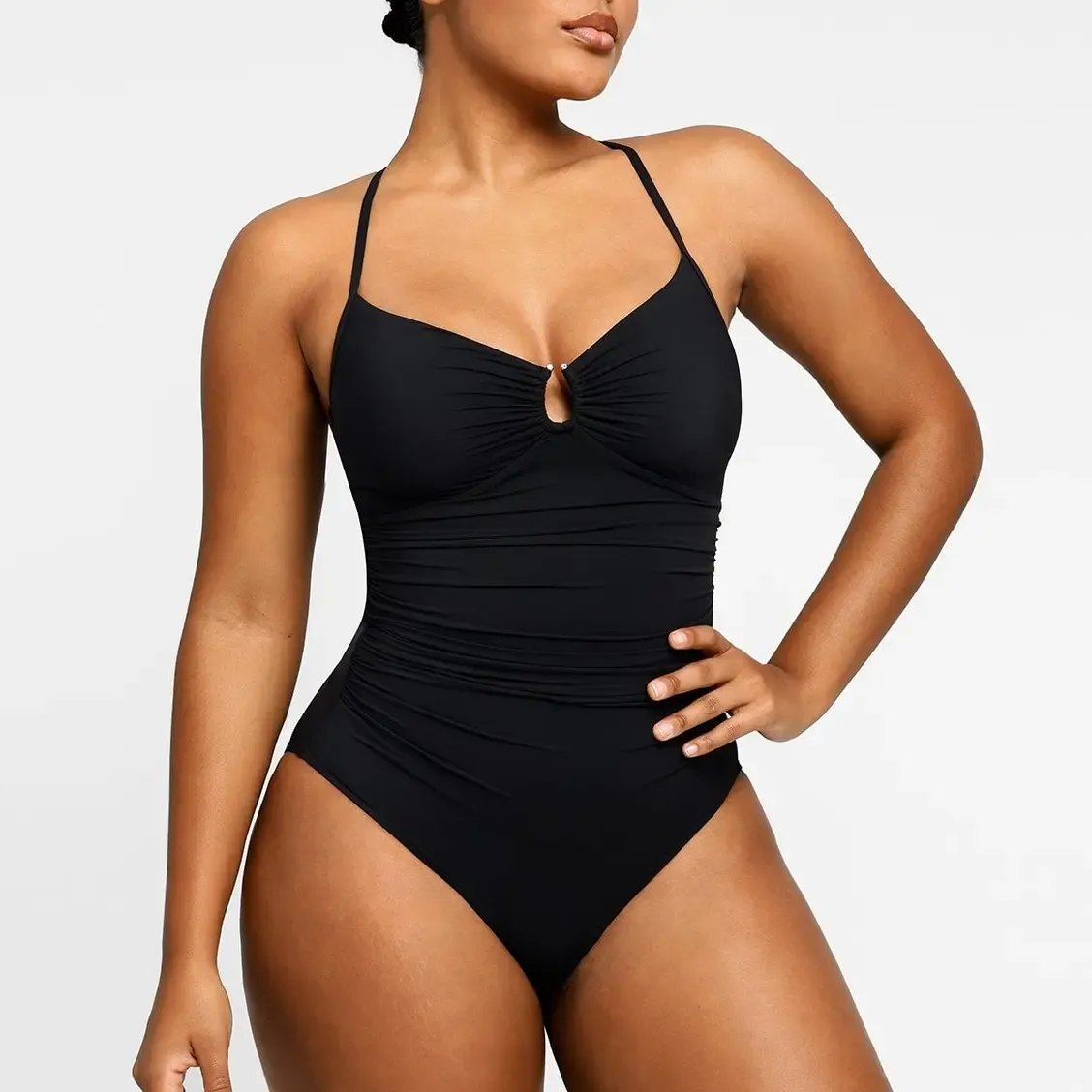 Shaping Swimsuit U-Ring Cut Out Slimming Swimwear