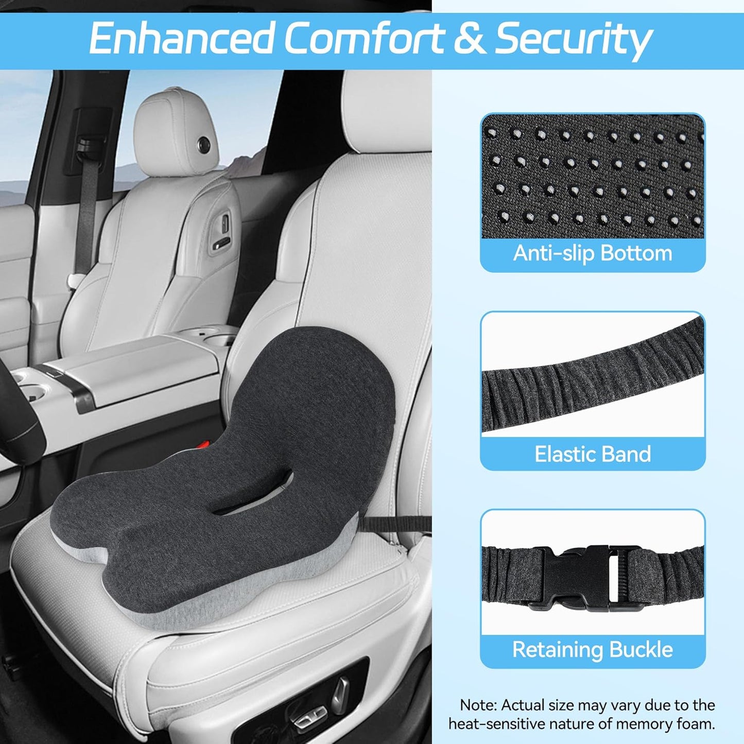 💎 40% OFF! 💎 Non-Slip Memory Foam Seat Cushion – Sciatica Relief, Breathable Mesh & Universal Fit for Car, Office & Wheelchair