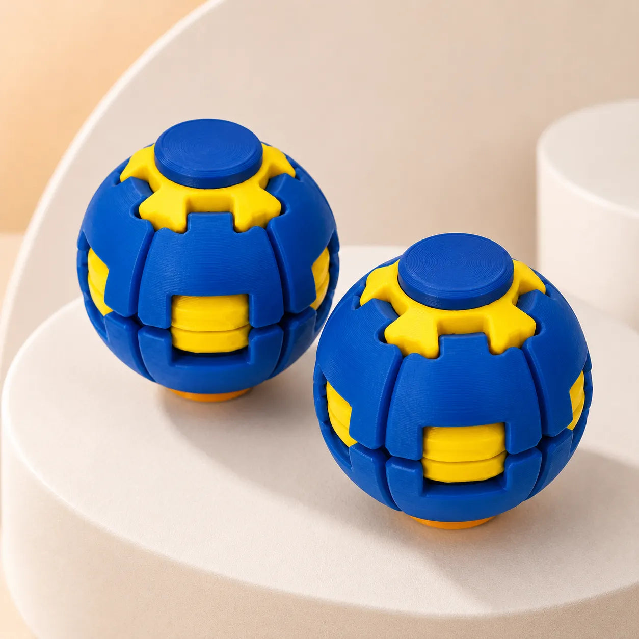 Press & Spin Gear Fidget Ball | Pocket Stress Relief Toy