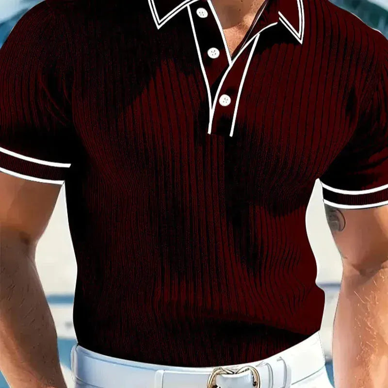 👔 LIMITED-TIME 49% OFF! ⛳ Summer Casual Short Sleeve Polo Shirt – Premium Knit, Contrast Tipping, Breathable 🌴
