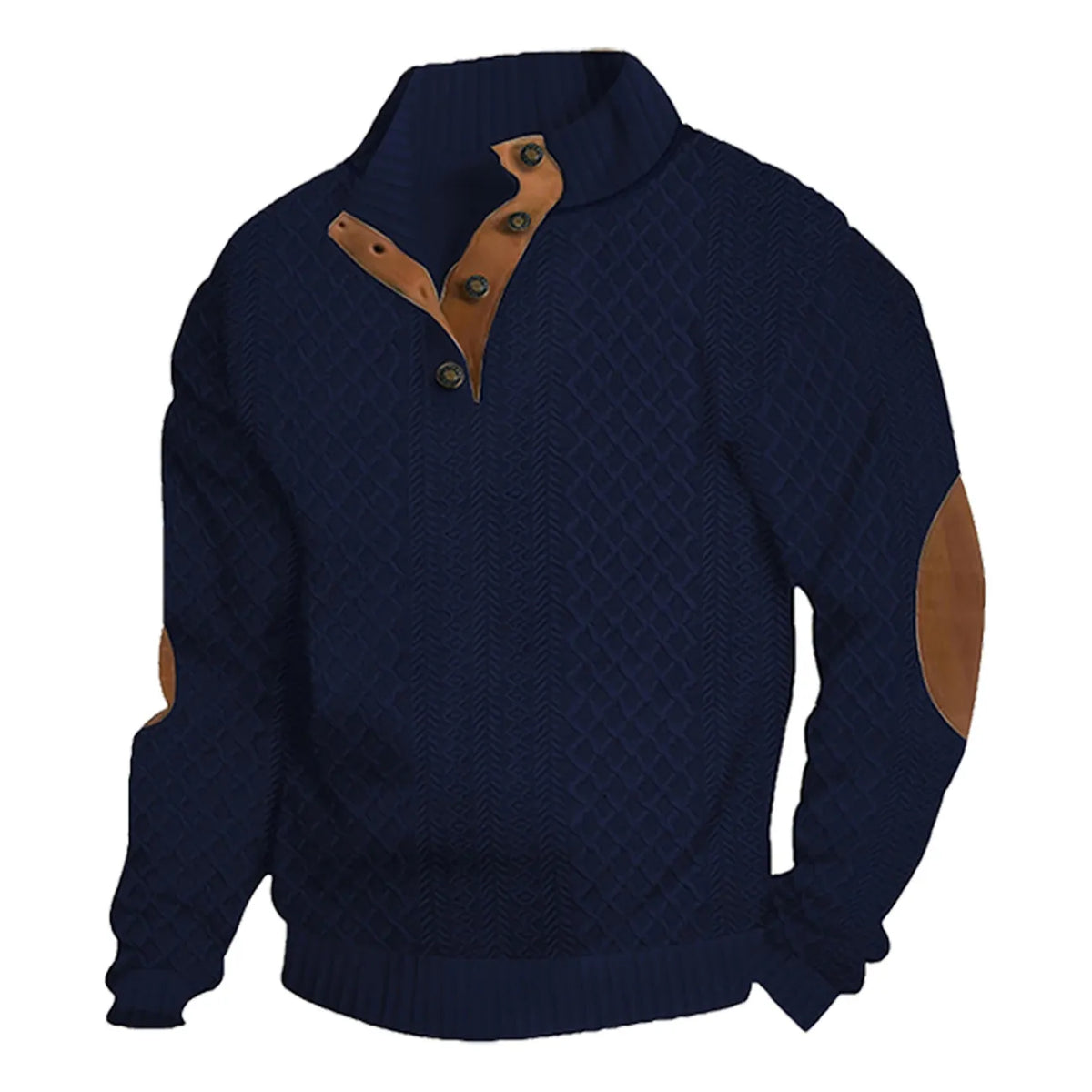 Men's Retro Casual Color-Block Jacquard Hooded Pullover