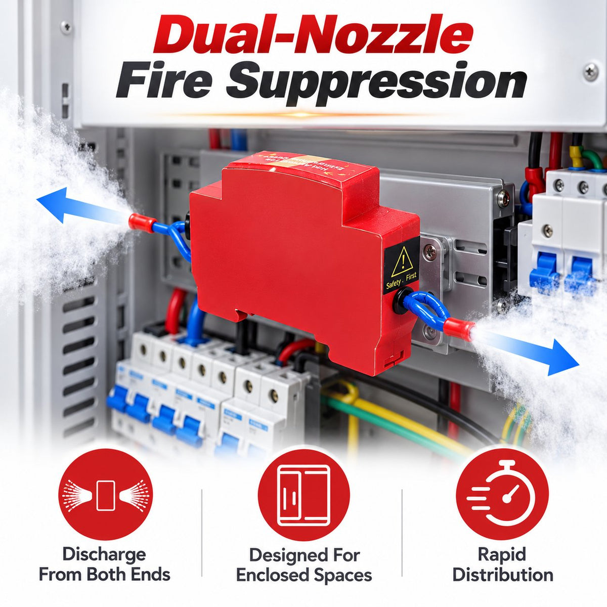 🔥 Automatic Fire Suppression Device – Dual-Nozzle Heat-Activated Fire Extinguisher for Electrical Cabinets & Equipment Enclosures 🛡️