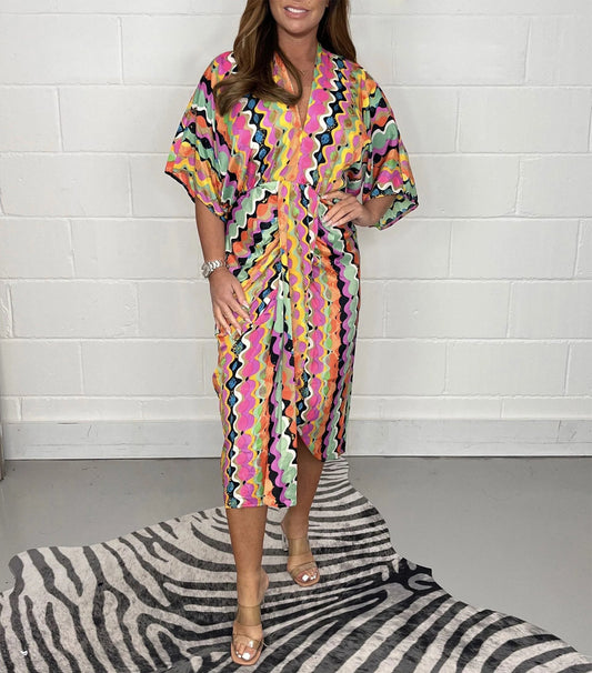 🔥Printed  Kimono Midi Dress