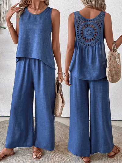 ✨Sleeveless Top & Wide-Leg Pants Set