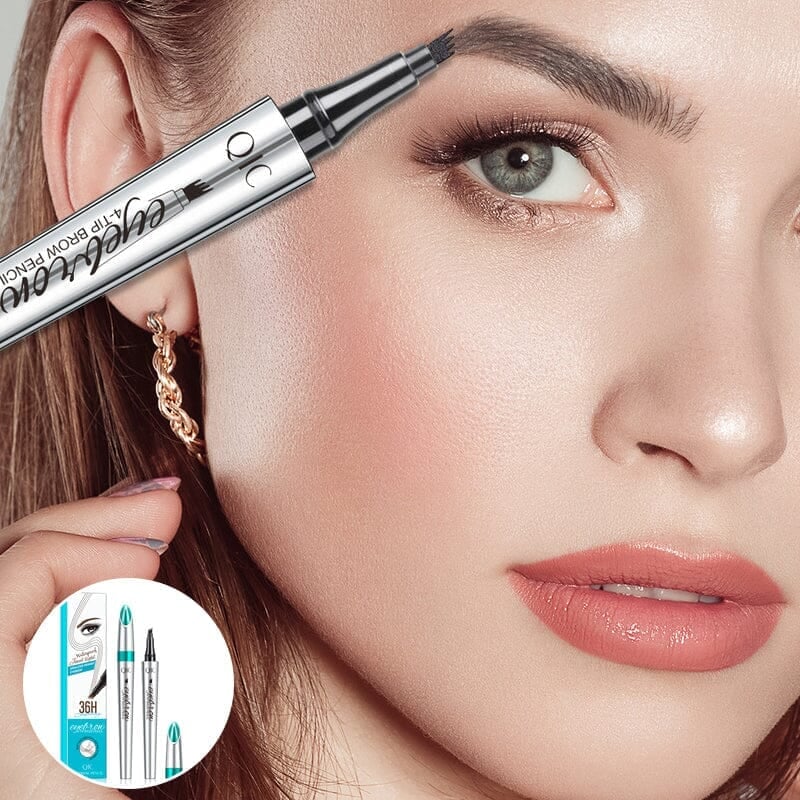 3D Waterproof Microblading Eyebrow Pen 4 Fork Tip Tattoo Pencil