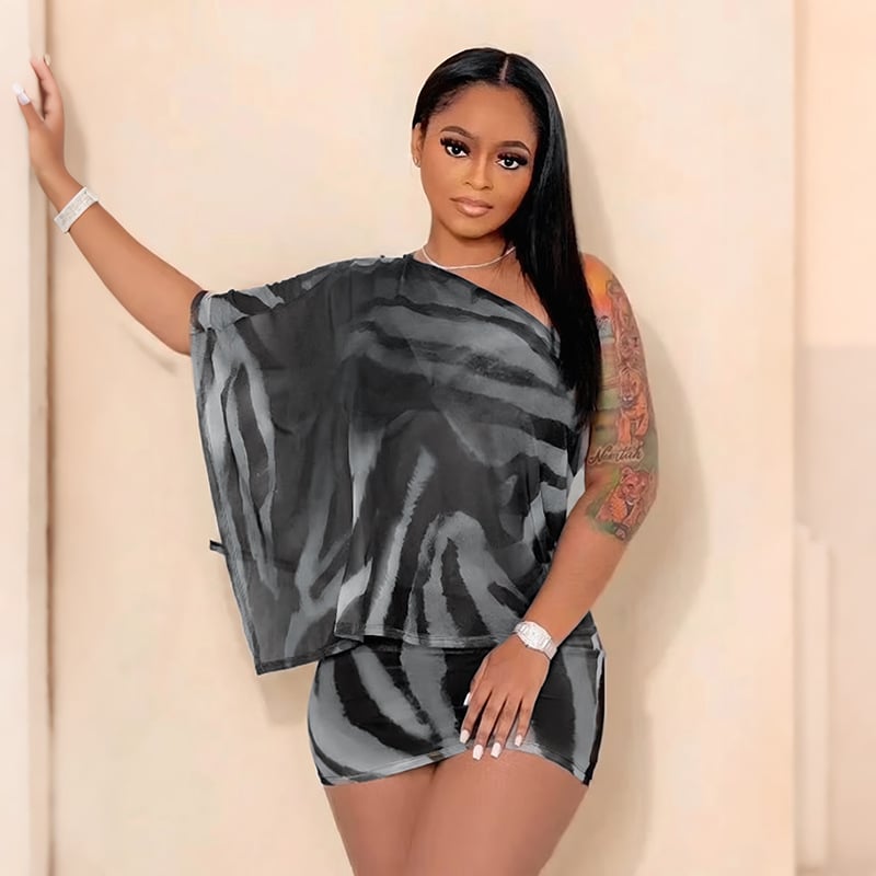 🔥Craving You: Animal Print Draped Mini Skirt Set