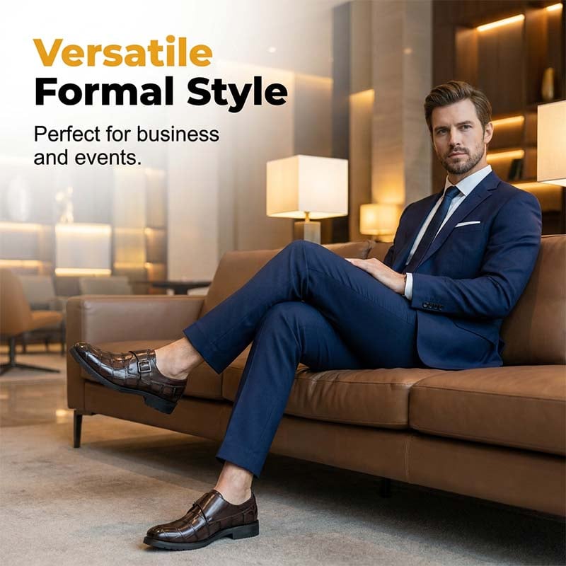 Men's Classic Faux Leather Single-Buckle Shoes – Timeless design, comfortable fit & perfect for work, weddings or semi-formal occasions ✨