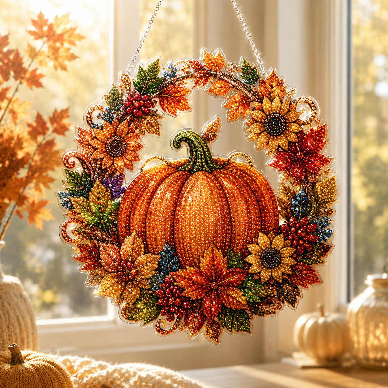 🍂✨Autumn Harvest Pumpkin Diamond Art Hanging Ornament Kit