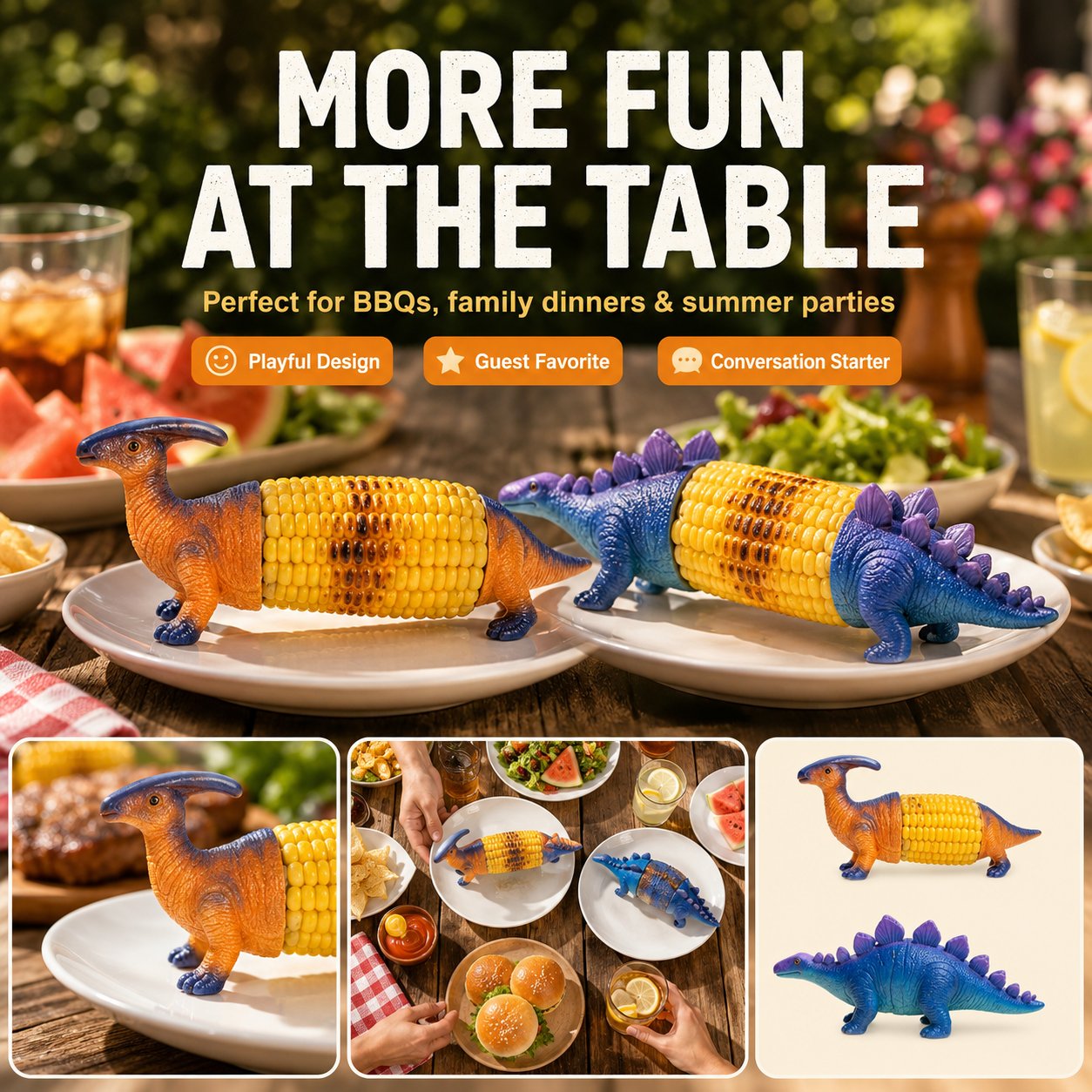 🦖 Dino Bite Corn Holders 🌽Turn Ordinary Corn Into The Most Fun Thing On The Table🧒