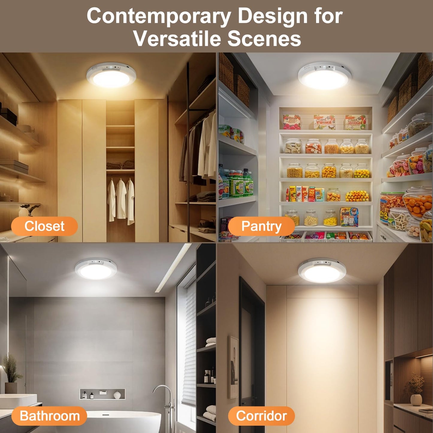 2025 Upgraded Wireless Rechargeable Motion Sensor Ceiling Light with Remote