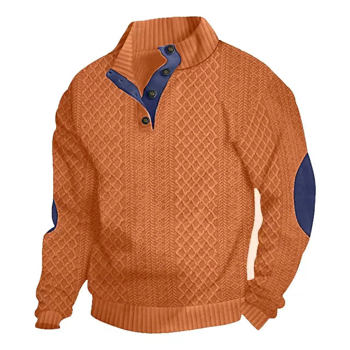 Men's Retro Casual Color-Block Jacquard Hooded Pullover