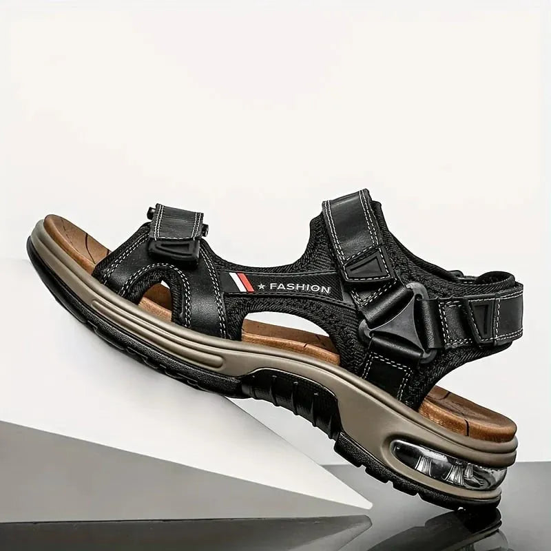Men's Orthopedic Leather Sandals – Breathable, Adjustable, Air Cushion