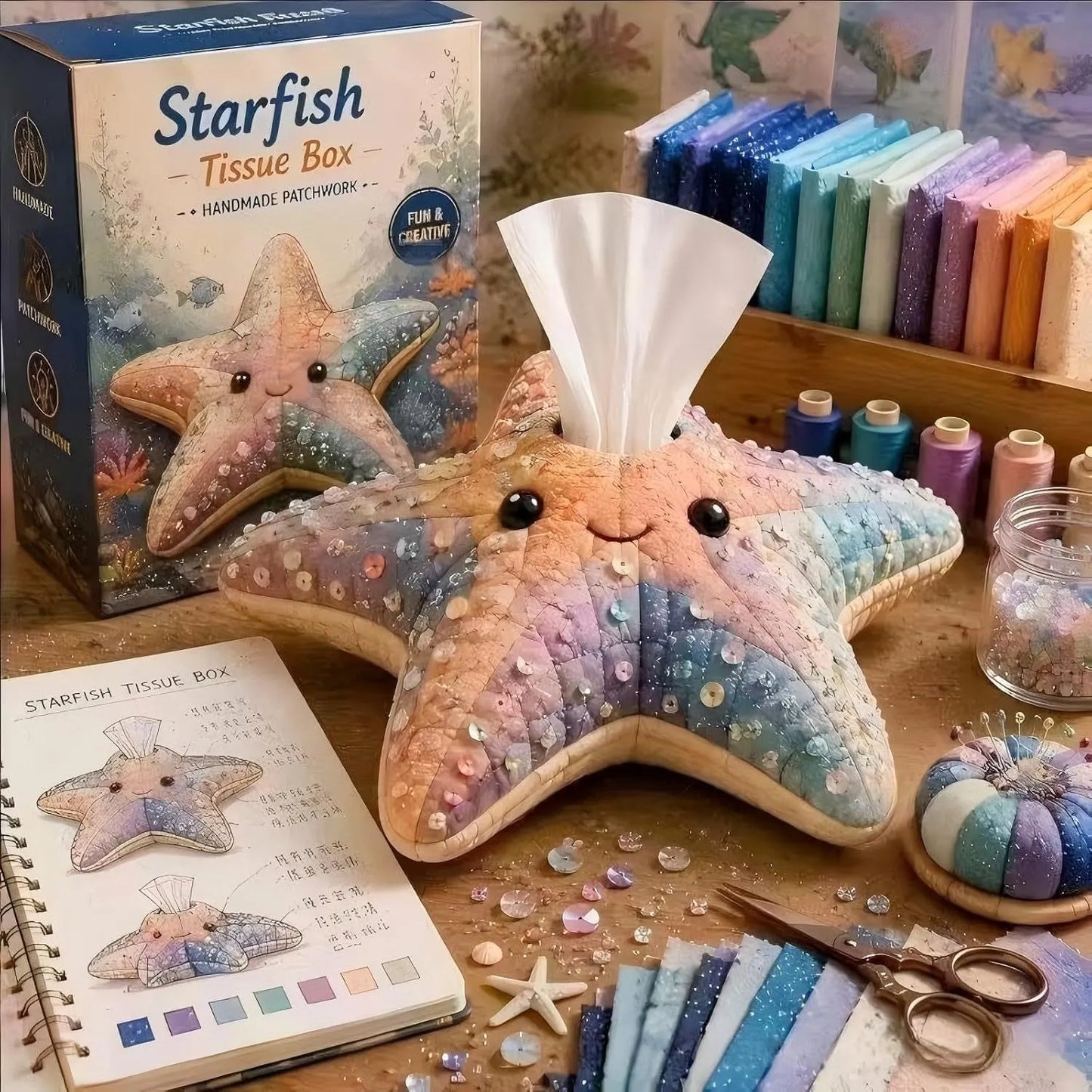 ⚡New Arrival🧵DIY Animal-Themed Patchwork-Style Tissue Box Kit