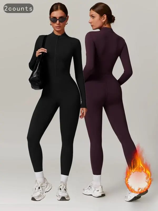 Fleece Long Sleeve Zipper Jumpsuit