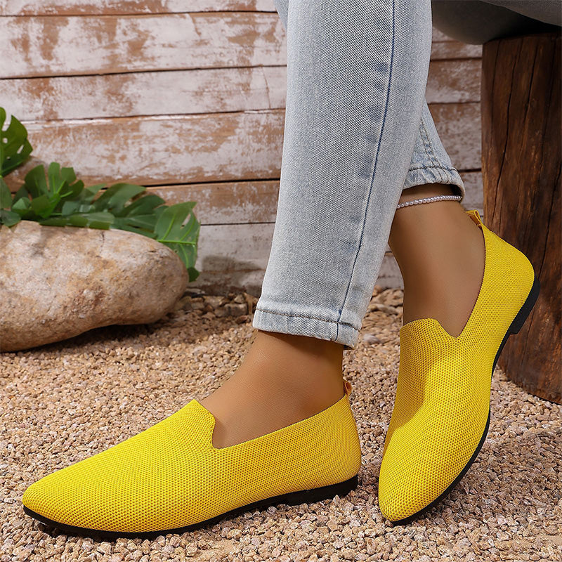 📢📢50% OFF !! ⏰Women's Pointed Toe Knitted Flat Shoes Slip-On Loafers