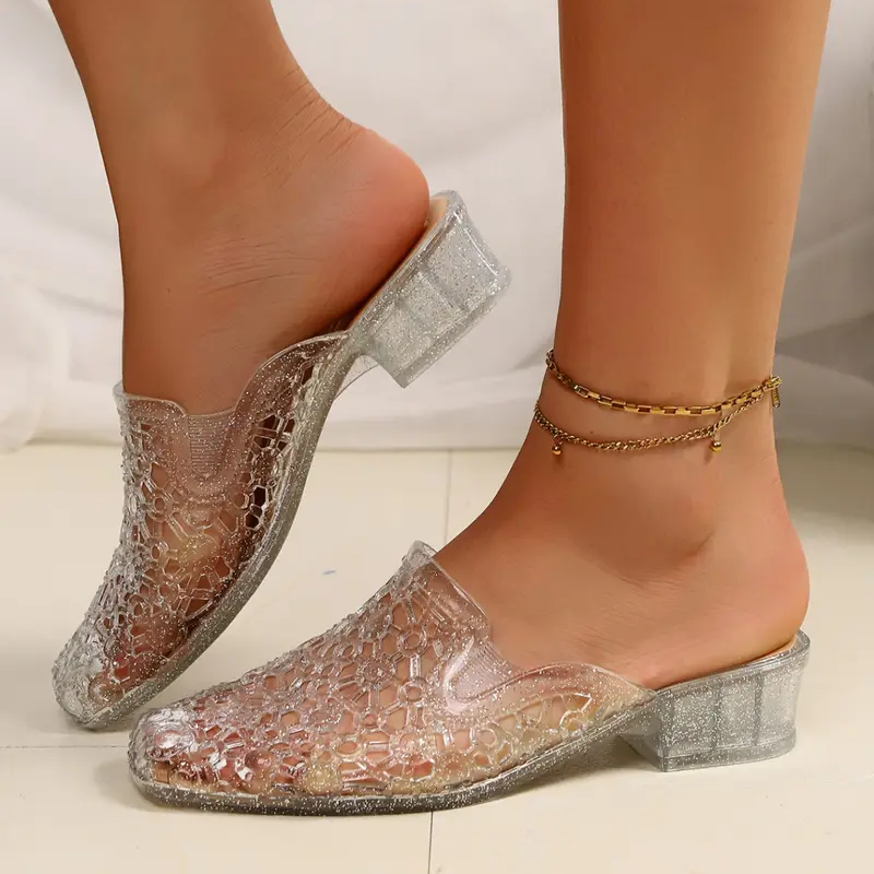 📢📢30% OFF !! ⏰Square Toe Breathable Hollow-Out Slides