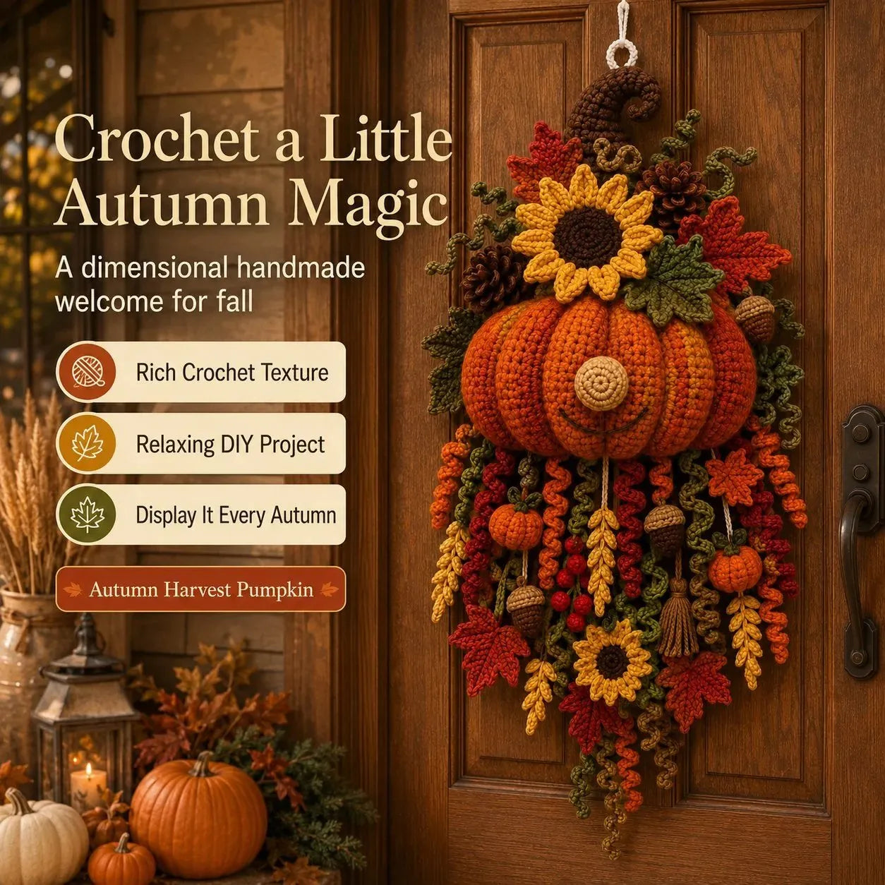 🔥 HOT SALE 🔥⏳ Last Day 49% OFF – 🧶 DIY Seasonal 3D Crochet Door Hanger Kit Collection | Coordinated Yarn, Filling, Accessories & Step-by-Step Instructions Included 💕