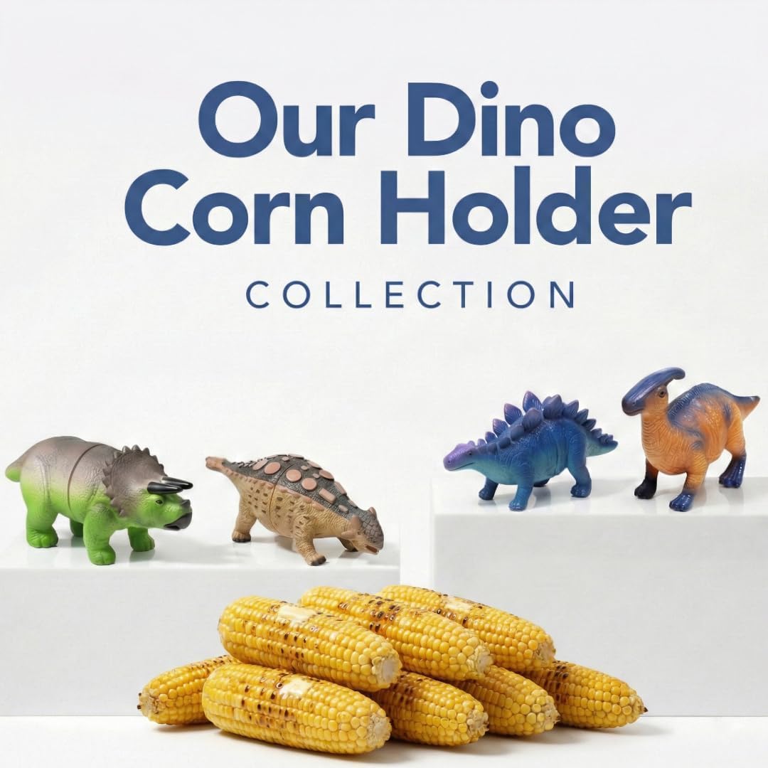 🦕⭐2026 New⭐ Dinosaur Corn Holders for Corn On The Cob - Funny Corn Cob Holder for Kids and Adults with Stainless Steel Prongs