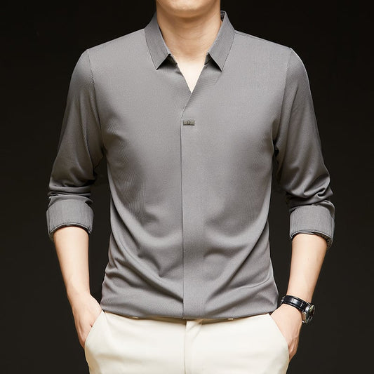 Casual Long-Sleeved Shirt in Skin-Friendly Fabric