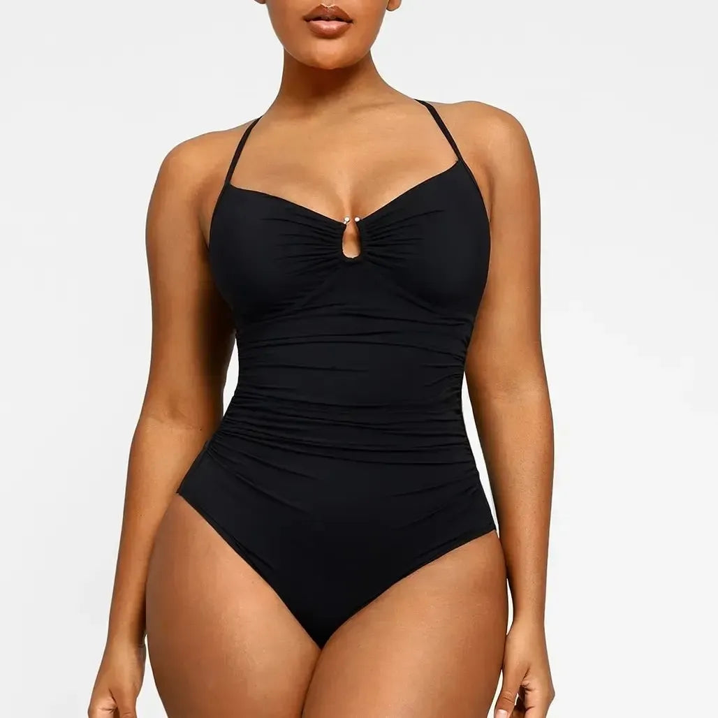 Shaping Swimsuit U-Ring Cut Out Slimming Swimwear